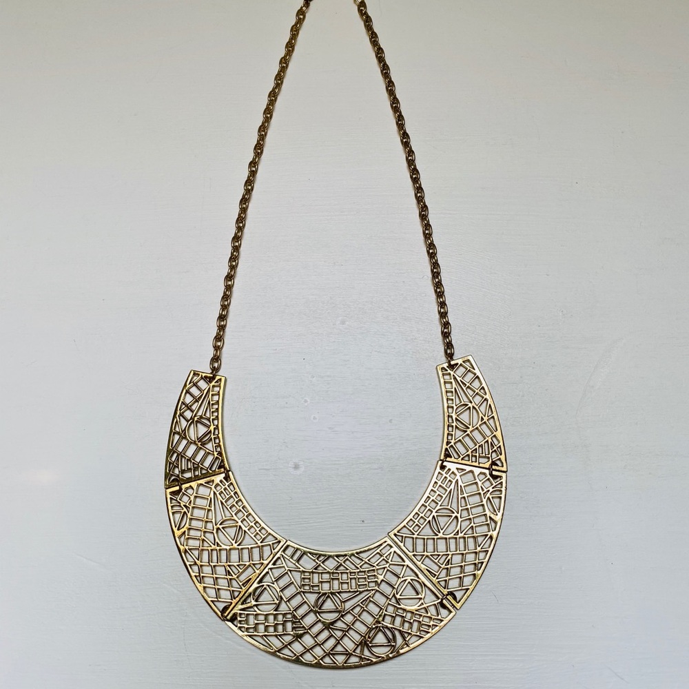 Geometric Statement Necklace in Gold - Picture 9 of 9